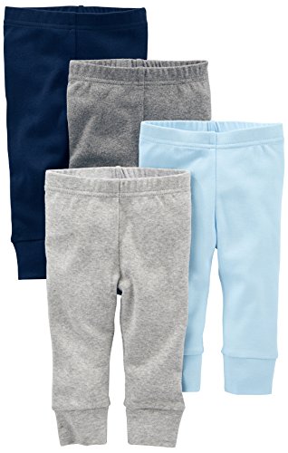 Simple Joys by Carter's Unisex Baby Hose Baumwolle, 4er-Pack, Blau/Grau/Weiß, 6-9 Monate von Simple Joys by Carter's