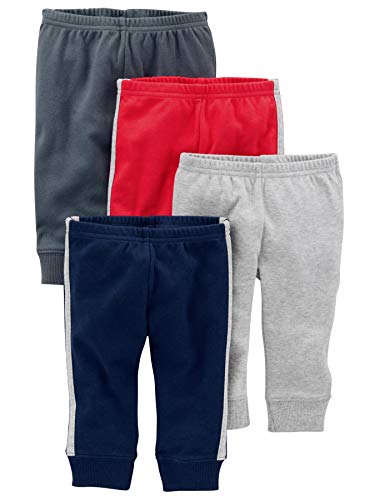 Simple Joys by Carter's Unisex Baby Hose Baumwolle, 4er-Pack, Dunkelblau/Dunkelgrau/Grau Meliert/Rot, 0-3 Monate von Simple Joys by Carter's