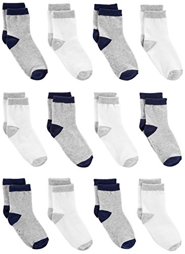 Simple Joys by Carter's Baby-Jungen 12-Pack Crew Socken, Grau/Weiß, 4-5 Jahre (12er Pack) von Simple Joys by Carter's