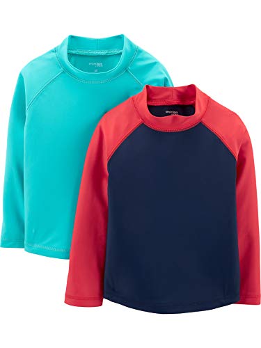 Simple Joys by Carter's Baby Jungen 2-Pack Assorted Rashguard Sets Rash Guard Shirt, Blau/Rot, 12 Monate (2er Pack) von Simple Joys by Carter's