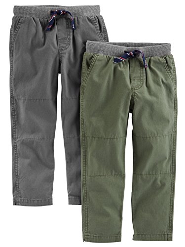 Simple Joys by Carter's Baby-Jungen 2-Pack Pull On Pant Unterhose, Grün/Grau, 4 Jahre (2er Pack) von Simple Joys by Carter's