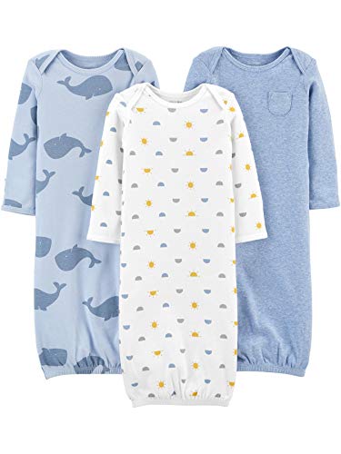 Simple Joys by Carter's Baby Jungen 3-Pack Cotton Sleeper Gown Tragbare Decke, Heide/Streifen/Wale, 0-3 Monate (3er Pack) von Simple Joys by Carter's
