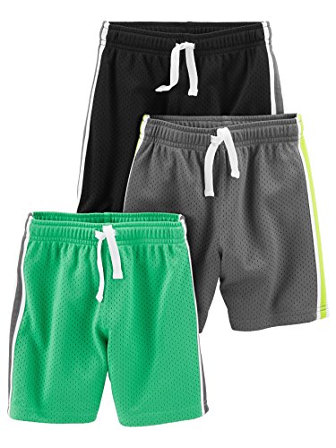 Simple Joys by Carter's Baby-Jungen 3-Pack Mesh Infant-and-Toddler-Shorts, Schwarz/Grün/Grau, 2 Jahre (3er Pack) von Simple Joys by Carter's