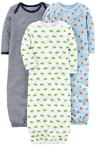 Simple Joys by Carter's Baby Jungen Nachthemden (3er Pack), blau / weiß, 0 Months von Simple Joys by Carter's