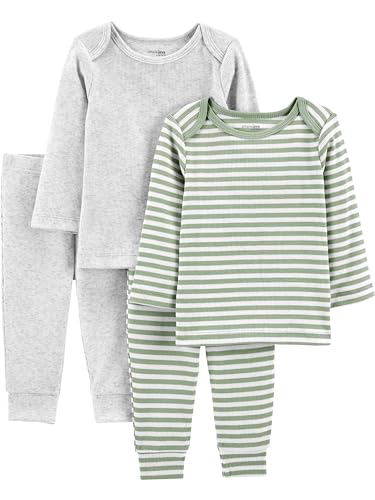 Simple Joys by Carter's Baby Jungen 4-Piece Textured Set Pullover, Grau Meliert/Grün Streifen, 3-6 Monate (2er Pack) von Simple Joys by Carter's