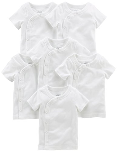 Simple Joys by Carter's Baby-Jungen Side-snap Short-Sleeve Infant-and-Toddler-Button-down-Shirts, Weiß, 0 Monate (6er Pack) von Simple Joys by Carter's