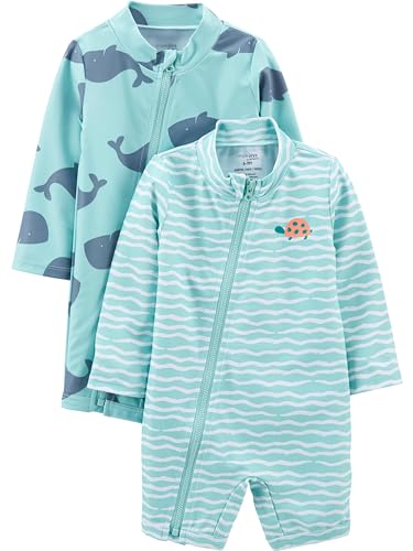 Simple Joys by Carter's Baby Jungen Assorted Rashguard-Set Badeanzug, Schildkröte/Wal, 12 Monate (2er Pack) von Simple Joys by Carter's