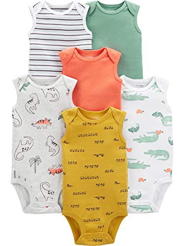 Simple Joys by Carter's Baby Jungen Kurzärmeliger Body, 6er-Pack, Alligator/Dinosaurier/Lkws/Streifen, 0-3 Monate von Simple Joys by Carter's