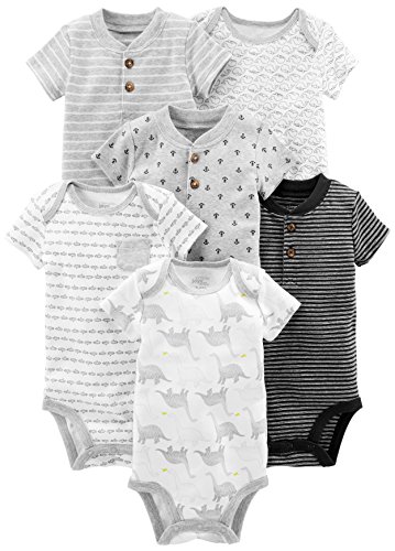 Simple Joys by Carter's Baby Jungen Kurzärmeliger Body, 6er-Pack, Mehrfarbig/Anker/Dinosaurier/Streifen/Wal, 12 Monate von Simple Joys by Carter's