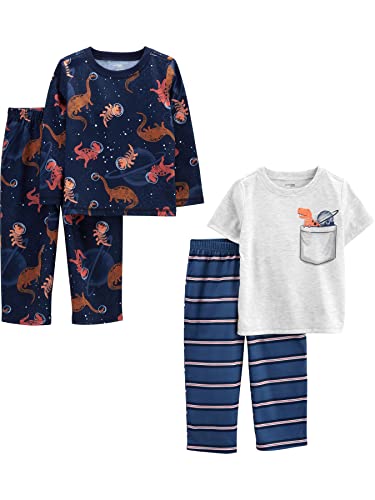 Simple Joys by Carter's Jungen 4-Piece Poly Pajamas Pyjamaset, Blau/Grau/Dinosaurier, 18 Monate (2er Pack) von Simple Joys by Carter's