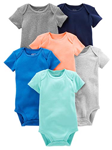 Simple Joys by Carter's Baby Jungen Kurzärmeliger Body, 6er-Pack, Blau/Orange/Minzgrün, 3-6 Monate von Simple Joys by Carter's