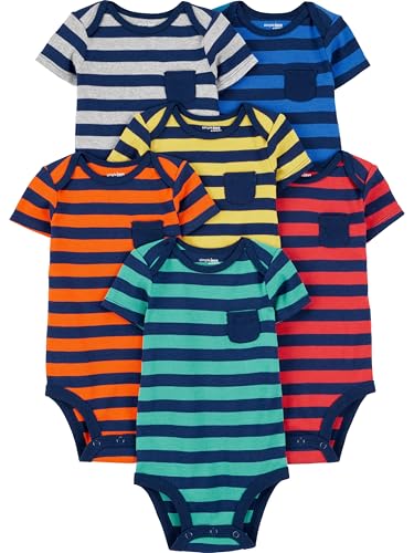 Simple Joys by Carter's Baby Jungen Kurzärmeliger Body, 6er-Pack, Streifen, 3-6 Monate von Simple Joys by Carter's