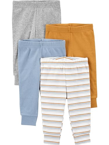 Simple Joys by Carter's Baby Jungen Strukturierte Hosen im 4er-Pack, 4er-Pack, Blau/Gold/Grau Meliert/Weiß Streifen, Frühchen von Simple Joys by Carter's