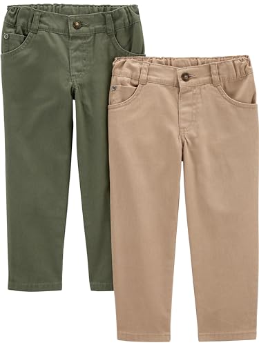 Simple Joys by Carter's Baby Jungen Twill-Hosen, 2er-Pack, Khakibraun/Olivgrün, 12 Monate von Simple Joys by Carter's