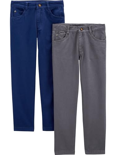 Simple Joys by Carter's Baby-Jungen 2-Pack Twill Pants Hose, Marineblau/Grau, 18 Monate (2er Pack) von Simple Joys by Carter's