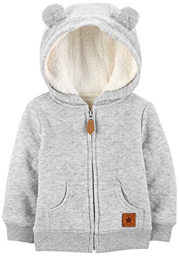 Simple Joys by Carter's Unisex Baby Hooded Sweater Jacket with Sherpa Lining Fleece-Jacke, Grau, 3-6 Monate von Simple Joys by Carter's