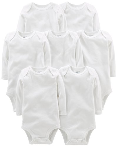 Simple Joys by Carter's Unisex-Baby Side-snap Long-Sleeve Shirt Body, Weiß, 12 Monate (7er Pack) von Simple Joys by Carter's