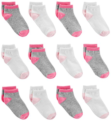 Simple Joys by Carter's Baby Mädchen 12-Pack No-Show Infant-and-Toddler-Socks, Grau/Rosa/Weiß, 2-3 Jahre (12er Pack) von Simple Joys by Carter's