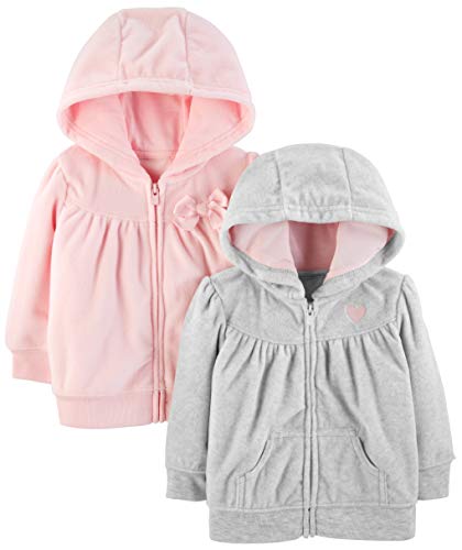 Simple Joys by Carter's Baby-Mädchen 2-Pack Fleece Full Zip Hoodies Products, Hellgrau/Rosa, 18 Monate (2er Pack) von Simple Joys by Carter's