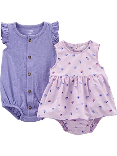 Simple Joys by Carter's Baby-Mädchen 2er-Pack ärmelloser Strampler, Purpur Berries/Violett, 0 Monate von Simple Joys by Carter's