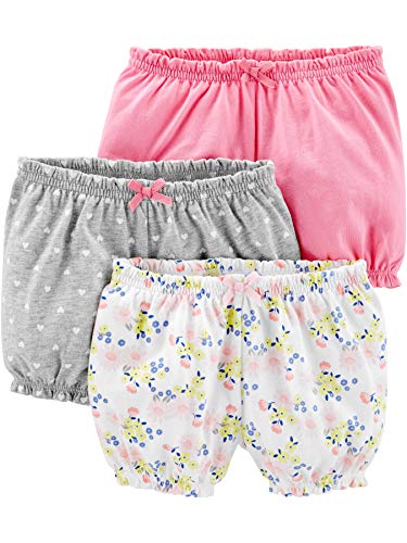 Simple Joys by Carter's Baby-Mädchen 3-Pack Bloomer Infant-and-Toddler-Shorts, Grau Herzen/Rosa/Weiß Floral, 6-9 Monate (3er Pack) von Simple Joys by Carter's