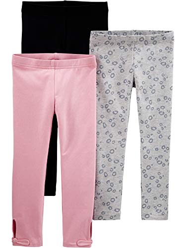 Simple Joys by Carter's Baby Mädchen 3-Pack Infant-and-Toddler-Leggings, Grau Tiermuster/Rosa/Schwarz, 18 Monate (3er Pack) von Simple Joys by Carter's