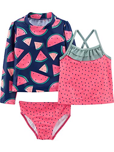 Simple Joys by Carter's Baby-Mädchen 3-Piece Assorted Rashguard Rash-Guard-Set, Wassermelone, 2 Jahre von Simple Joys by Carter's