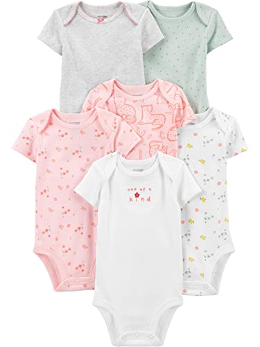 Simple Joys by Carter's Baby Mädchen 6-Pack Short-Sleeve Bodysuit Hemd, Mehrfarbig/Floral/Katze/Punkte, Frühchen von Simple Joys by Carter's