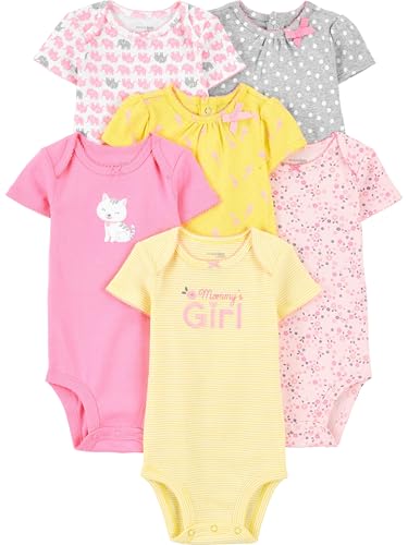 Simple Joys by Carter's Baby Mädchen 6-Pack Short-Sleeve Bodysuit Body, Rosa/Gelb, Frühchen (6er Pack) von Simple Joys by Carter's