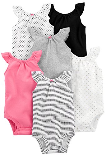 Simple Joys by Carter's Unisex Baby 6-Pack Sleevless Infant-and-Toddler-Bodysuits, Mehrfarbig/Herzen/Punkte, 6-9 Monate (6er Pack) von Simple Joys by Carter's