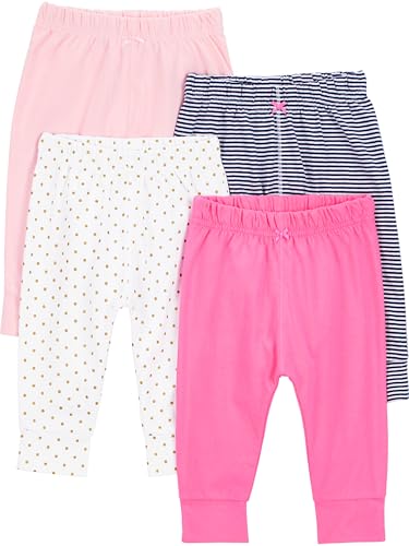 Simple Joys by Carter's Baby-Mädchen 4-Pack Pant Hose, Blasser Pfirsich/Marineblau Streifen/Rosa/Weiß Punkte, Frühchen (4er Pack) von Simple Joys by Carter's