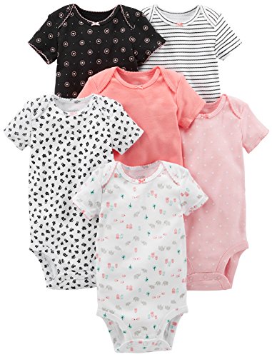 Simple Joys by Carter's Baby Mädchen 6-Pack Short-Sleeve Bodysuit Body, Rosa/Schwarz/Weiß, Frühchen (6er Pack) von Simple Joys by Carter's