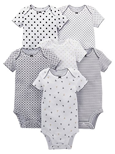 Simple Joys by Carter's Baby Mädchen 6-Pack Short-Sleeve Bodysuit Body, Schwarz/Weiß, Frühchen (6er Pack) von Simple Joys by Carter's