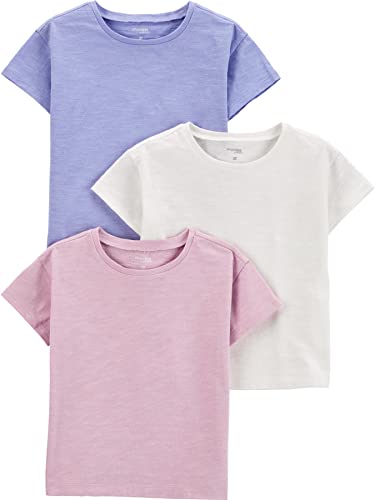 Simple Joys by Carter's Mädchen Short-Sleeve and Tops, Pack of 3 Baby und Kleinkind T-Shirt Set, Lila/Rosé/Weiß, 12 Monate (3er Pack) von Simple Joys by Carter's