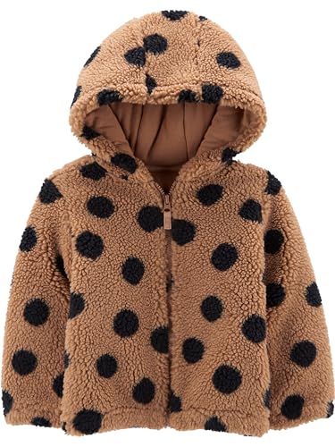 Simple Joys by Carter's Mädchen Hooded Sherpa Jacket Jacke, Braun Schwarz Tupfen, 18 Monate von Simple Joys by Carter's