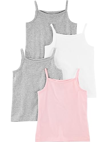 Simple Joys by Carter's Baby-Mädchen Tops, Pack of 4 Kleinkind Tank Top, Grau Meliert/Hellrosa/Weiß, 18 Monate (4er Pack) von Simple Joys by Carter's