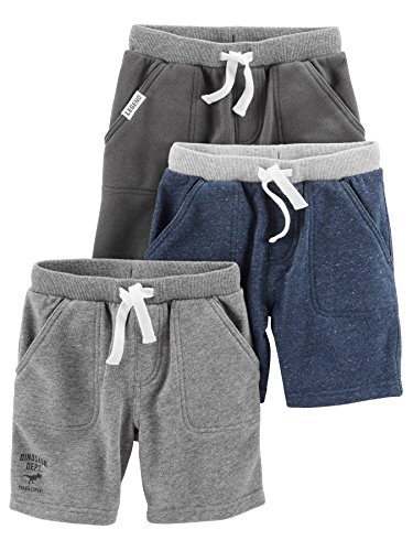 Simple Joys by Carter's Baby-Jungen Multi-Pack Knit Shorts, Marineblau Heidekraut/Kohlegrau Meliert/Grau, 12 Monate (3er von Simple Joys by Carter's