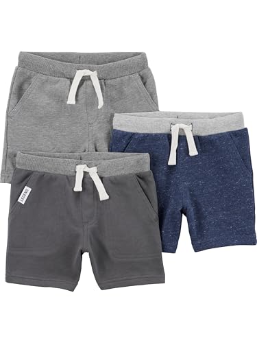 Simple Joys by Carter's Baby-Jungen Multi-Pack Knit Shorts, Marineblau Heidekraut/Kohlegrau Meliert/Grau, 5 Jahre (3er von Simple Joys by Carter's
