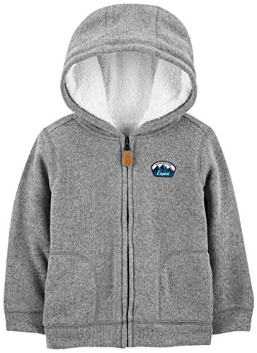 Simple Joys by Carter's Jungen Hooded Fleece Jacket with Sherpa Lining G024 Fleecejacke, Grau, 2 Jahre von Simple Joys by Carter's