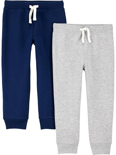 Simple Joys by Carter's Jungen 2-Pack Pull on Fleece Pants, Grau Meliert/Marineblau, 5 Jahre (2er Pack) von Simple Joys by Carter's