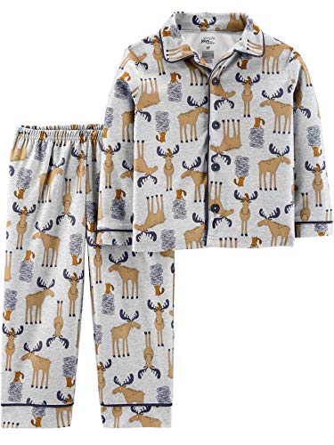 Simple Joys by Carter's Baby-Jungen 2-Piece Coat Style Pajama Pyjama-Set, Grau Elch, 3 Jahre von Simple Joys by Carter's