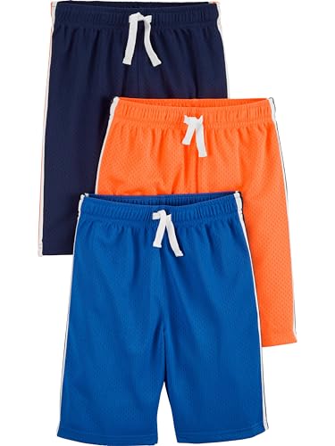 Simple Joys by Carter's Jungen 3-Pack Mesh Shorts, Blau/Orange/Marineblau, 4-5 Jahre (3er Pack) von Simple Joys by Carter's