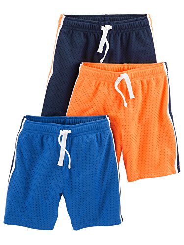 Simple Joys by Carter's Baby-Jungen 3-Pack Mesh Infant-and-Toddler-Shorts, Blau/Orange/Marineblau, 4 Jahre (3er Pack) von Simple Joys by Carter's