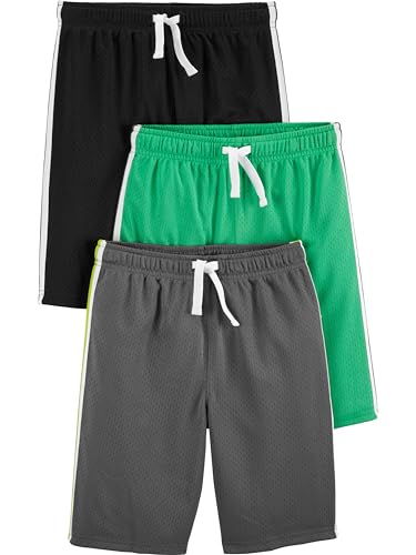 Simple Joys by Carter's Jungen 3-Pack Mesh Shorts, Schwarz/Grün/Grau, 4-5 Jahre (3er Pack) von Simple Joys by Carter's