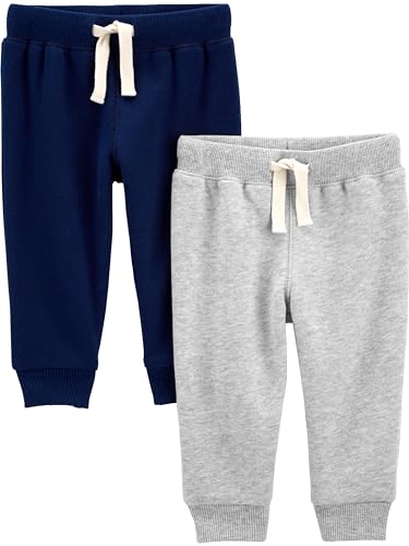 Simple Joys by Carter's Jungen 2-Pack Pull on Fleece Pants, Grau Meliert/Marineblau, 2 Jahre (2er Pack) von Simple Joys by Carter's