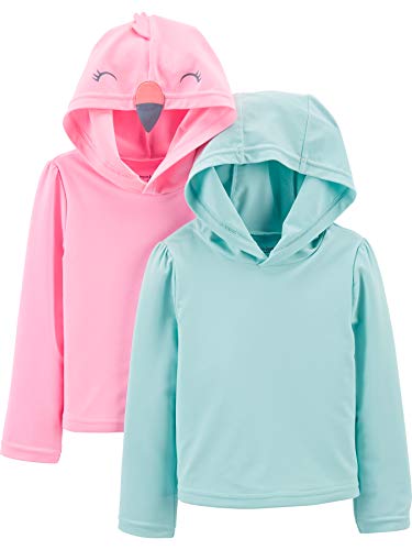 Simple Joys by Carter's Mädchen 2-Pack Hooded Rashguards Rash Guard Shirt, Aquablau/Rosa, 3-6 Monate (2er Pack) von Simple Joys by Carter's