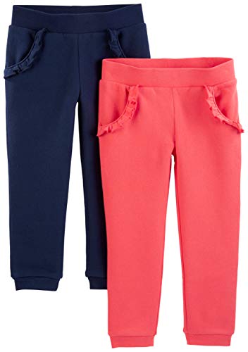 Simple Joys by Carter's Mädchen 2-Pack Pull on Fleece Pants Freizeithose, Rosa/Marineblau, 5 Jahre (2er Pack) von Simple Joys by Carter's