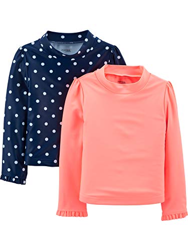 Simple Joys by Carter's Mädchen 2-Pack Hooded Rashguards Rash Guard Shirt, Korallenrosa/Marineblau, 5 Jahre (2er Pack) von Simple Joys by Carter's