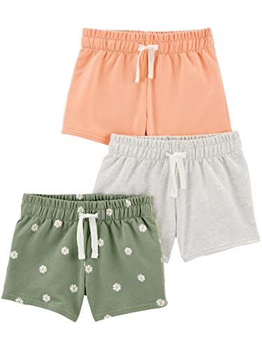 Simple Joys by Carter's Mädchen Knit, Pack of 3 Shorts, Grün Floral/Hellgrau Meliert/Rosa, 2 Jahre (3er Pack) von Simple Joys by Carter's