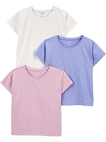 Simple Joys by Carter's Mädchen Short-Sleeve and Tops, Pack of 3 T-Shirt, Lila/Rosé/Weiß, 4-5 Jahre (3er Pack) von Simple Joys by Carter's